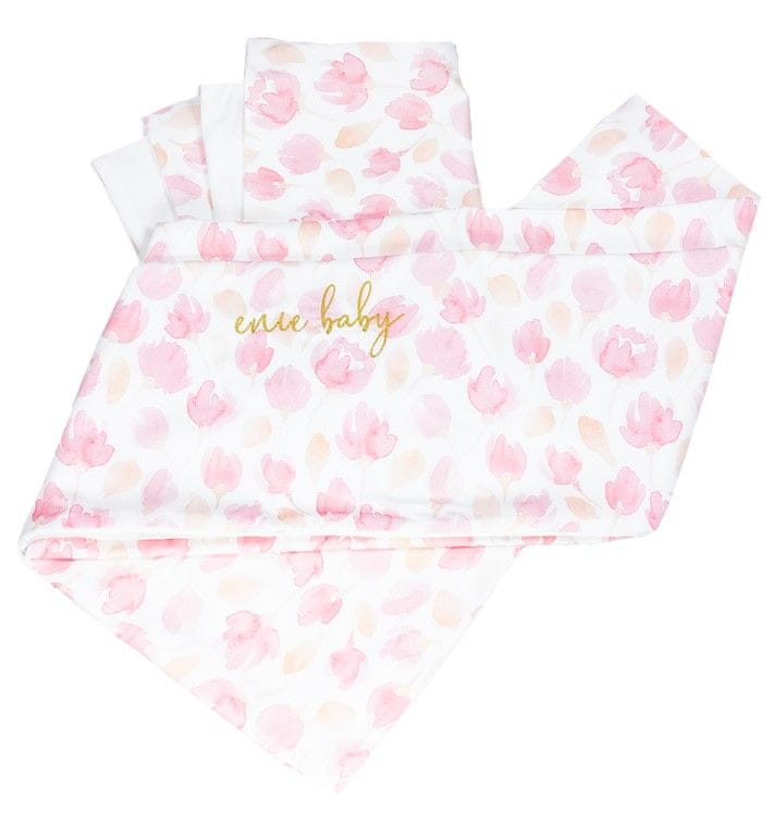 ENIE BABY Obliečky Satine 100x140 a 40x60 cm Pink Leaves